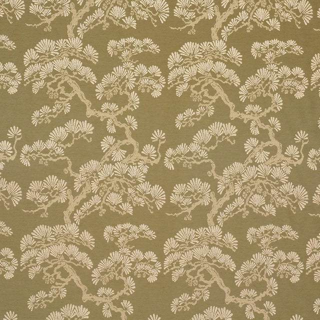 Schumacher Hinata Fabric In Olive For Sale