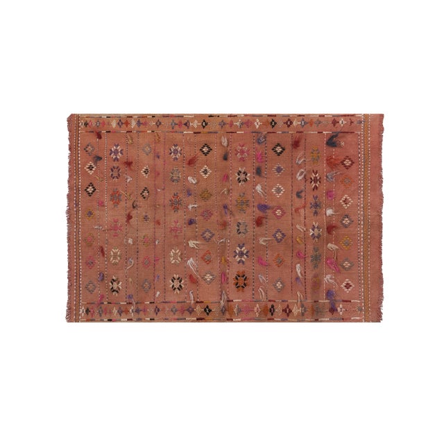 Turkish Brown Kilim Rug 3'1" X 4'6'' 37" x 55" / 95 x 140 Cm Hand woven with high quality pure wool Excellent condition...