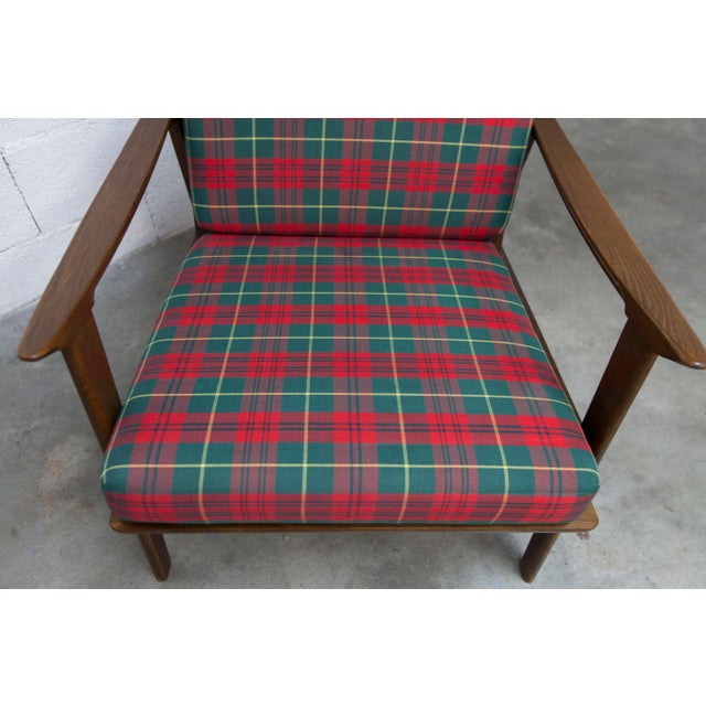 Scandinavian Teak Armchair with Tartan Fabric, 1960s For Sale - Image 15 of 18