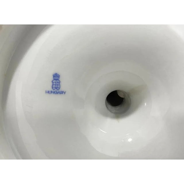 Batthyany Blue Vase and Candlestick in Porcelain from Herend, Hungary, 1960s, Set of 2 For Sale - Image 6 of 9
