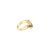 Contemporary V Shaped Synthetic Ruby & Emerald 14k Yellow Gold, Size 6 For Sale - Image 3 of 5