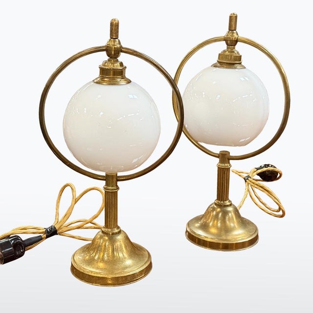 1920s Vintage Table Lamps in Brass, 1920s, Set of 2 For Sale - Image 5 of 5