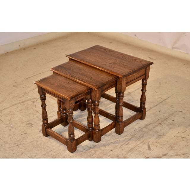 Nest of Three English Oak Tables, Circa 1900 For Sale - Image 4 of 9
