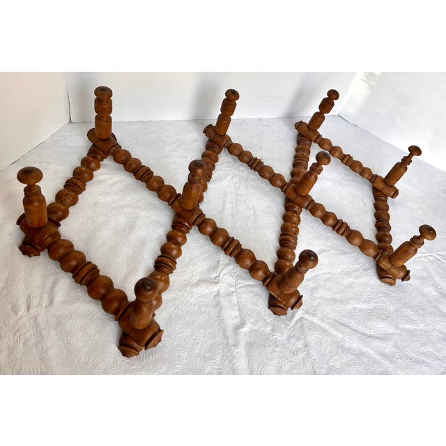Vintage French Spindle Turned Wood Expandable Coat/Hat Rack For Sale - Image 14 of 15