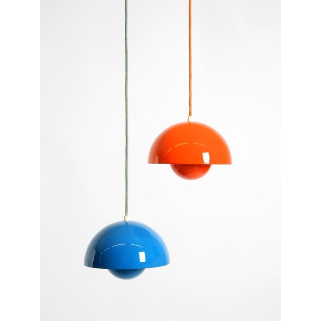 Enamelled Double Shade Flower Pot Pendant Lamp by Verner Panton for Louis Poulsen, Denmark, 1970s For Sale - Image 9 of 18