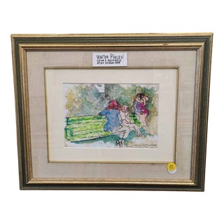Walter Piacesi, Watercolor, Framed For Sale