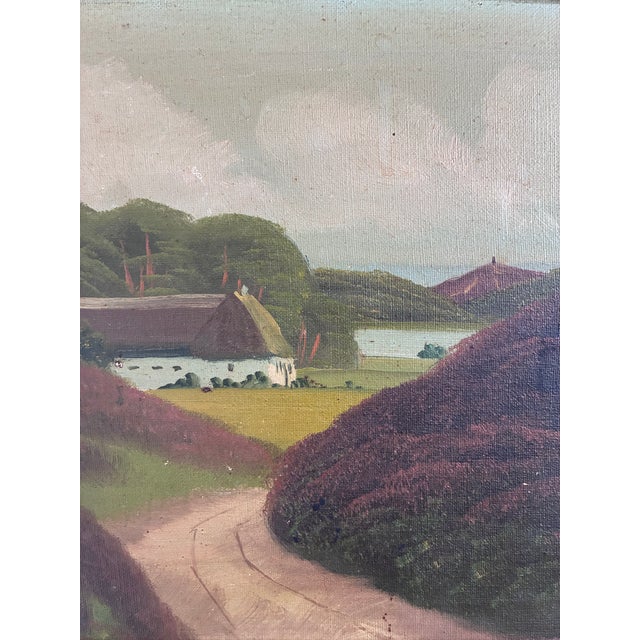 Rustic European Vintage Original Landscape Oil Painting, Signed Countryside Cottage Art For Sale - Image 3 of 12