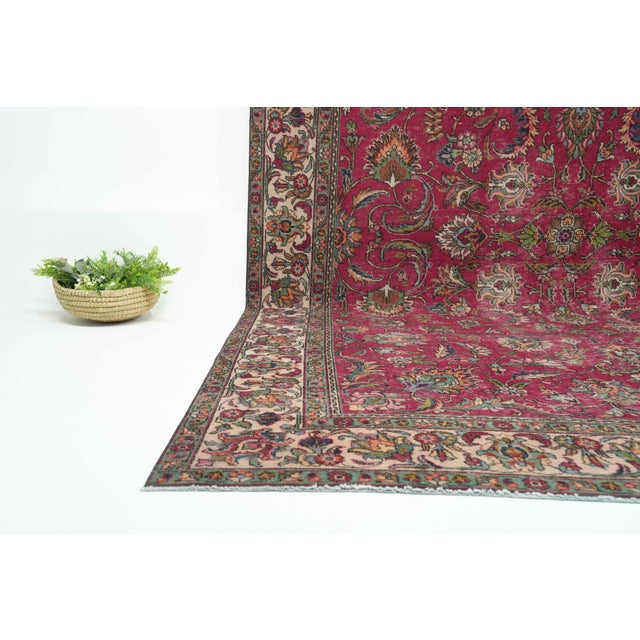 Persian 1970s Vintage Persian Handmade Wool 8x11 Red Area Rug For Sale - Image 3 of 11