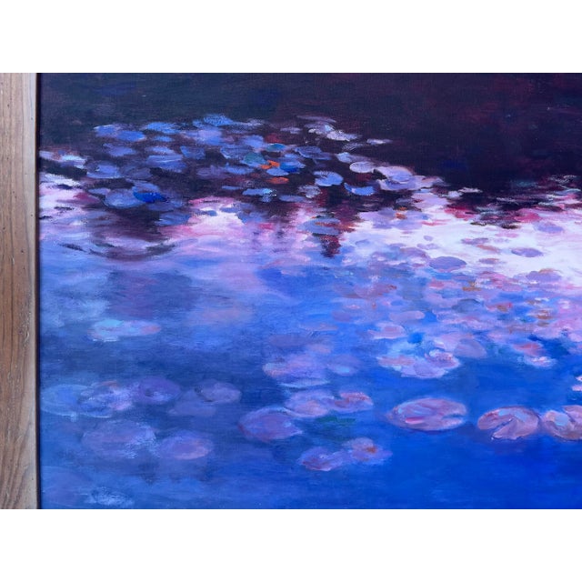Mid-Century Modern Mid 20th Century Landscape Painting of a Lake at Dusk For Sale - Image 3 of 5