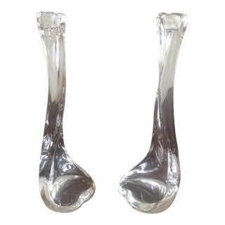 2000s Elsa Peretti for Tiffany & Co. Crystal Bone Candlesticks- a Pair For Sale