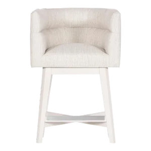 Emmett Counter Stool in Index Porcelain with Wood Retro Swivel Base & Casablanca Finish
