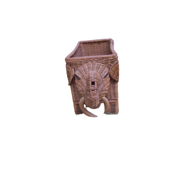 American Vintage Elephant Wicker Basket Planter For Sale - Image 3 of 7