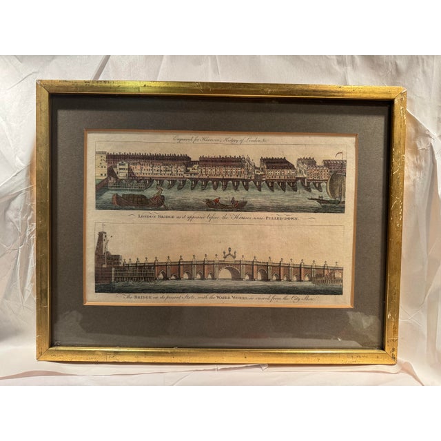 18th Century Original Hand Colored Engraving, London Bridge From Harrison's History of London For Sale - Image 4 of 8
