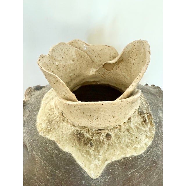Mid-Century Modern Mid Century Art Studio Sculptural Pottery Floor Vase Emerging Face Sculpture 1970s Celeste Simon For Sale - Image 3 of 12