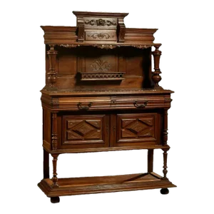 19th C, 1800's French Henri II Style, Carved, Walnut, Marble Top,, Antique Server!!
