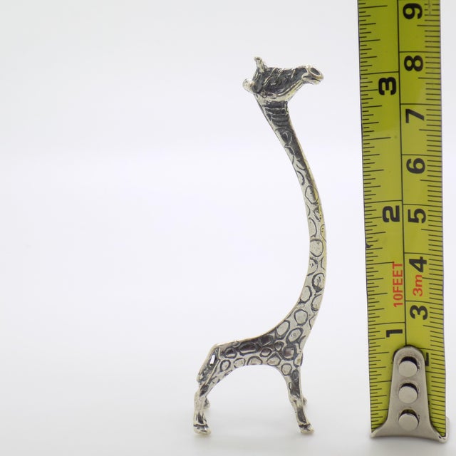 Silver Vintage Italian Handmade Genuine Silver Stylized Giraffe Figurine Miniature For Sale - Image 8 of 8