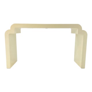 Asian Modern Style Celerie Kemble for Henredon Ellsworth Cream Wood Console Table For Sale