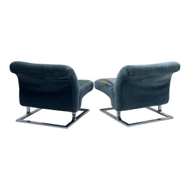 Mid-Century Modern 1970s Craft Associates Wave Style Lounge Chair With Chrome Base-A Pair For Sale - Image 3 of 6
