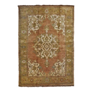 Hand Knotted Indo Oushak Area Rug For Sale