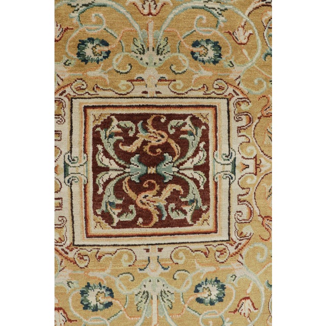 Textile Rug & Kilim’s European Style Rug in Gold With Floral Patterns and Medallion For Sale - Image 7 of 8