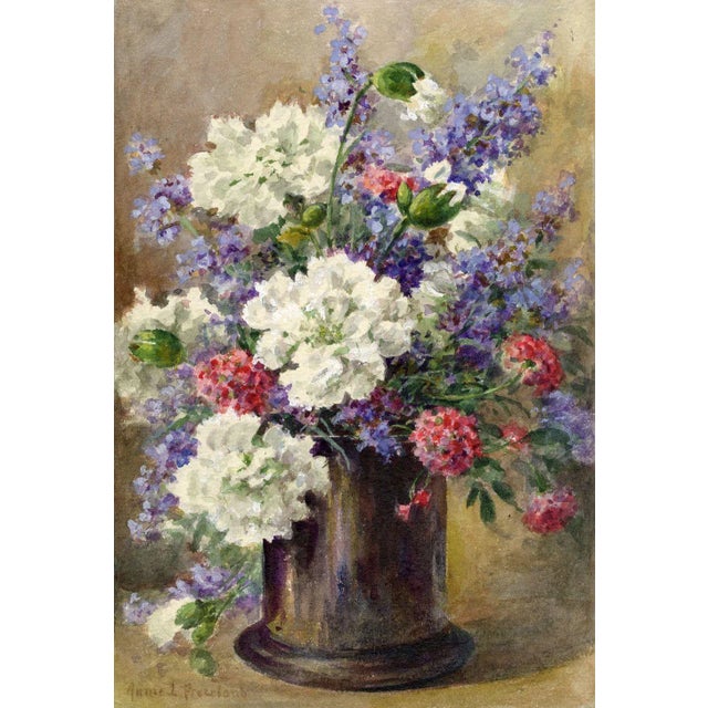 Annie L. Pressland, Catmint & Verbena Flowers, 1920s, Watercolour Painting For Sale - Image 4 of 4