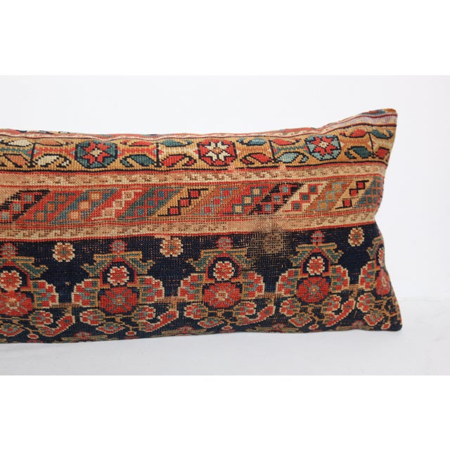 Handmade Authentic Navy-Blue Lumbar Rug Pillow Cushion Cover -16'' X 43'' For Sale In Tampa - Image 6 of 13