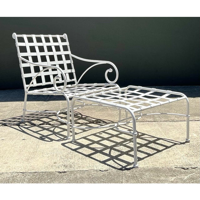 Vintage Brown Jordan Cast Aluminum “Florentine” Lounge Chair and Ottoman For Sale - Image 9 of 12