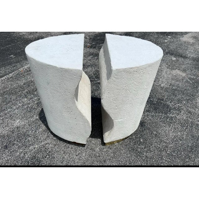 Vintage Sculptural Concrete Pedestal Dining Table Bases - a Pair For Sale - Image 4 of 6