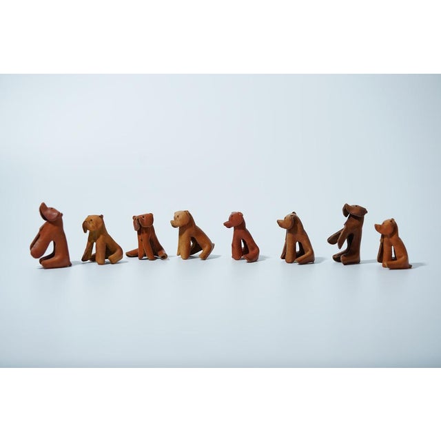Set of 8 folded leather animals/dogs by Deru. Made in Germany in the 1960s. A perfect gift for dog lovers and fans of mid-...