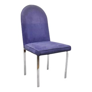 Late 20th Century Mid Century Modern Chrome Flat Bar Dining Side Chair Attributed Tri Mark Designs For Sale