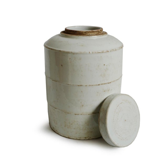 Vintage White Ceramic Jar with Lid Chairish