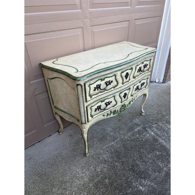 Bodart Louis XV Painted Chest in Sage and Cream, a French Country Revival For Sale In South Bend - Image 6 of 16