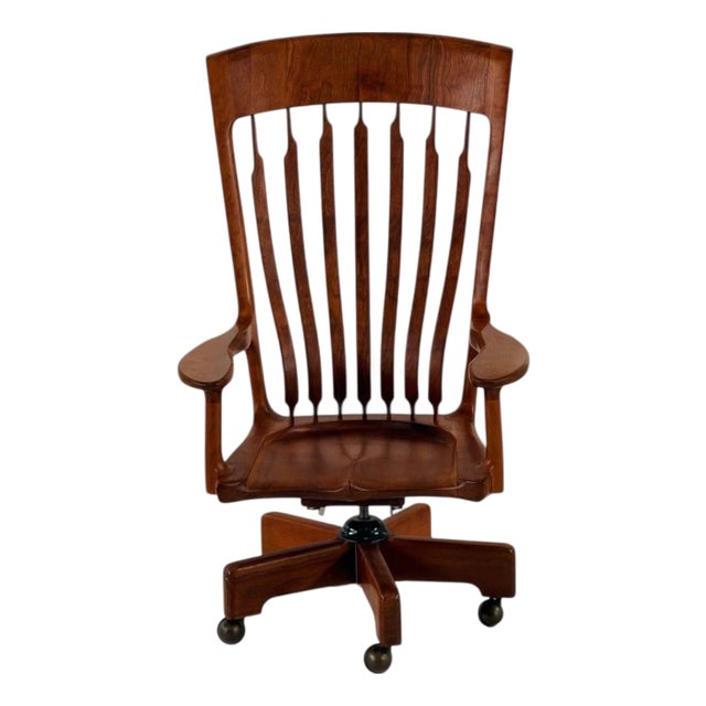 Jim Hammer Walnut High Back Desk Chair, 1970 For Sale