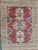 Nice Mid-Century rug with beautiful geometrical design and nice colors, entirely hand knotted with wool velvet on cotton...