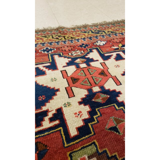 Textile Antique Kuba Rug, Handmade Oriental Rug, Red, Green, Yellow, Ivory, Blue, White For Sale - Image 7 of 13