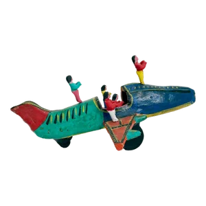 Mid 20th Century Vintage Mexican Folk Art Acrobats on Airplane