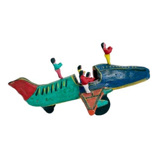 Vintage Mexican Folk Art Acrobats on Airplane, Mid 20th Century For Sale