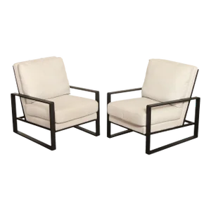 Modern Pair of Aluminum Frame Lounge Armchairs