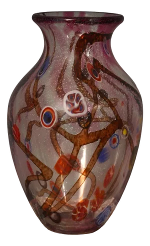 Mid-Century Murano Murrina Art Glass Vase, 1980s