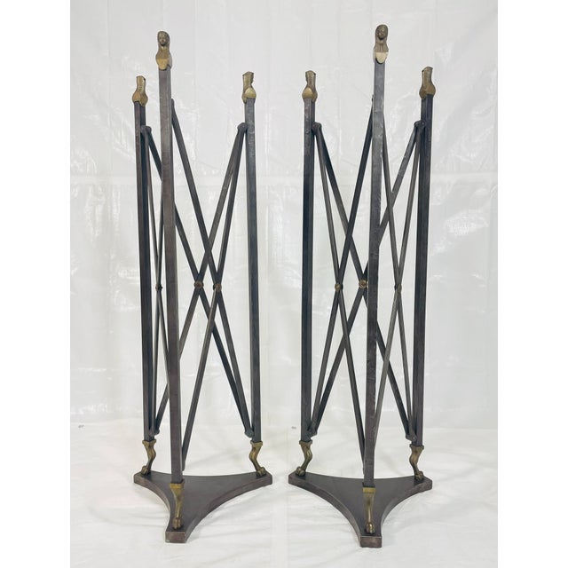 Marcello Mioni Pair of Sculptural Bronze & Steel Stands by Marcello Mioni, Italy, 1970s For Sale - Image 4 of 18