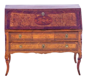18th C. Italian Inlaid Burlwood Slant Front Desk