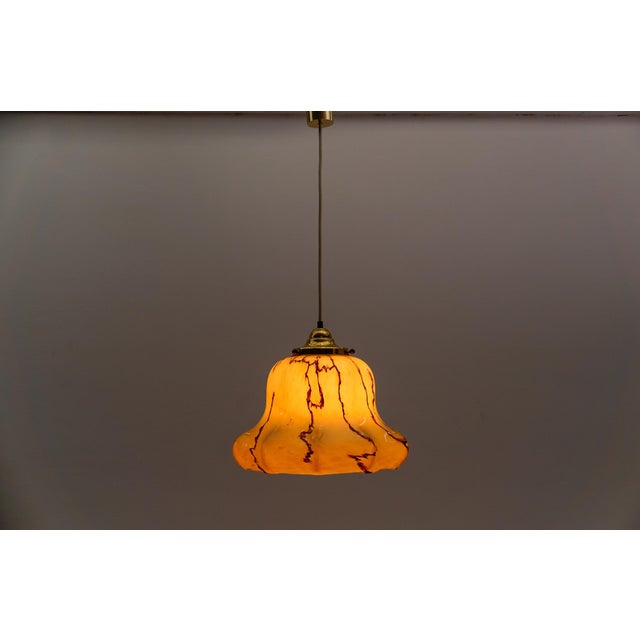 Art Deco Pendant Lamp in Marbled Glass, Germany, 1940s For Sale - Image 4 of 11