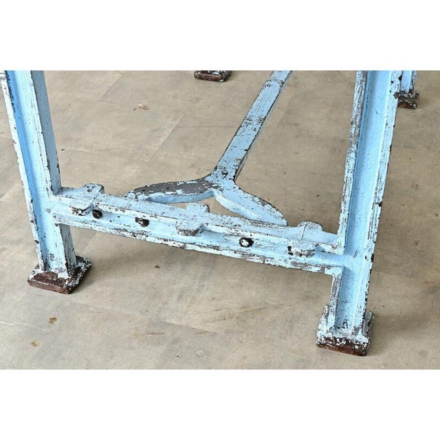 French Antique Cast Iron & Wood Top Work Table For Sale - Image 12 of 13