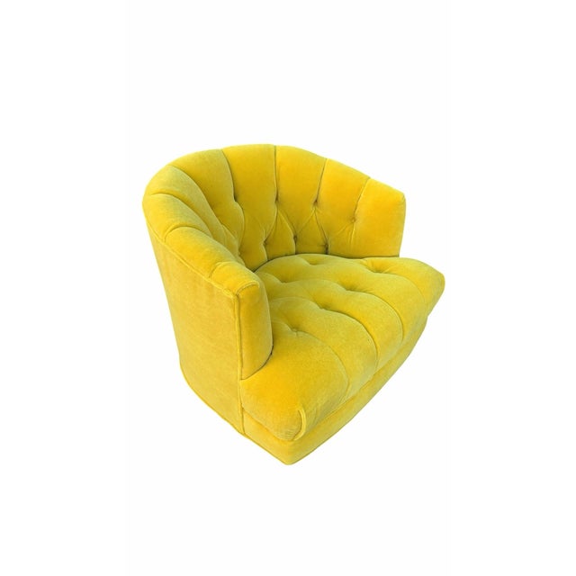Mid Century Modern Harvey Probber Style Tufted Barrel Back Swivel Lounge Chair Newly Reupholstered For Sale In Chicago - Image 6 of 9