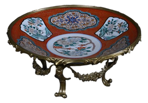 Large Imari Porcelain Bowl with Bronze Mount, Japan, Late 19th Century