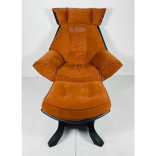 Mid-Century Modern Vintage Chair & Ottoman Made in Italy by Giorgio Saporiti For Sale - Image 3 of 12