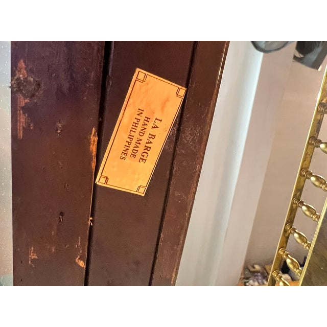 La Barge Neoclassical Demi Lune Brass, Wood & Glass Table For Sale - Image 11 of 11