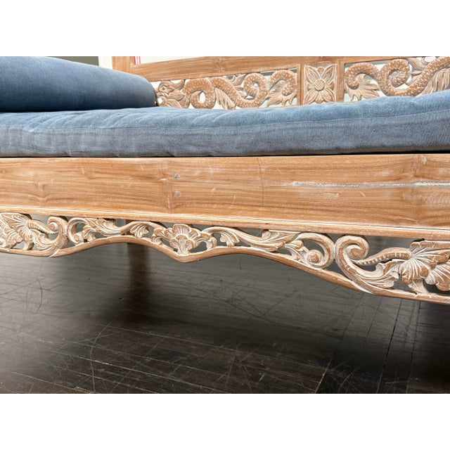 Hand-Carved Teak Daybed, Vintage For Sale - Image 11 of 12