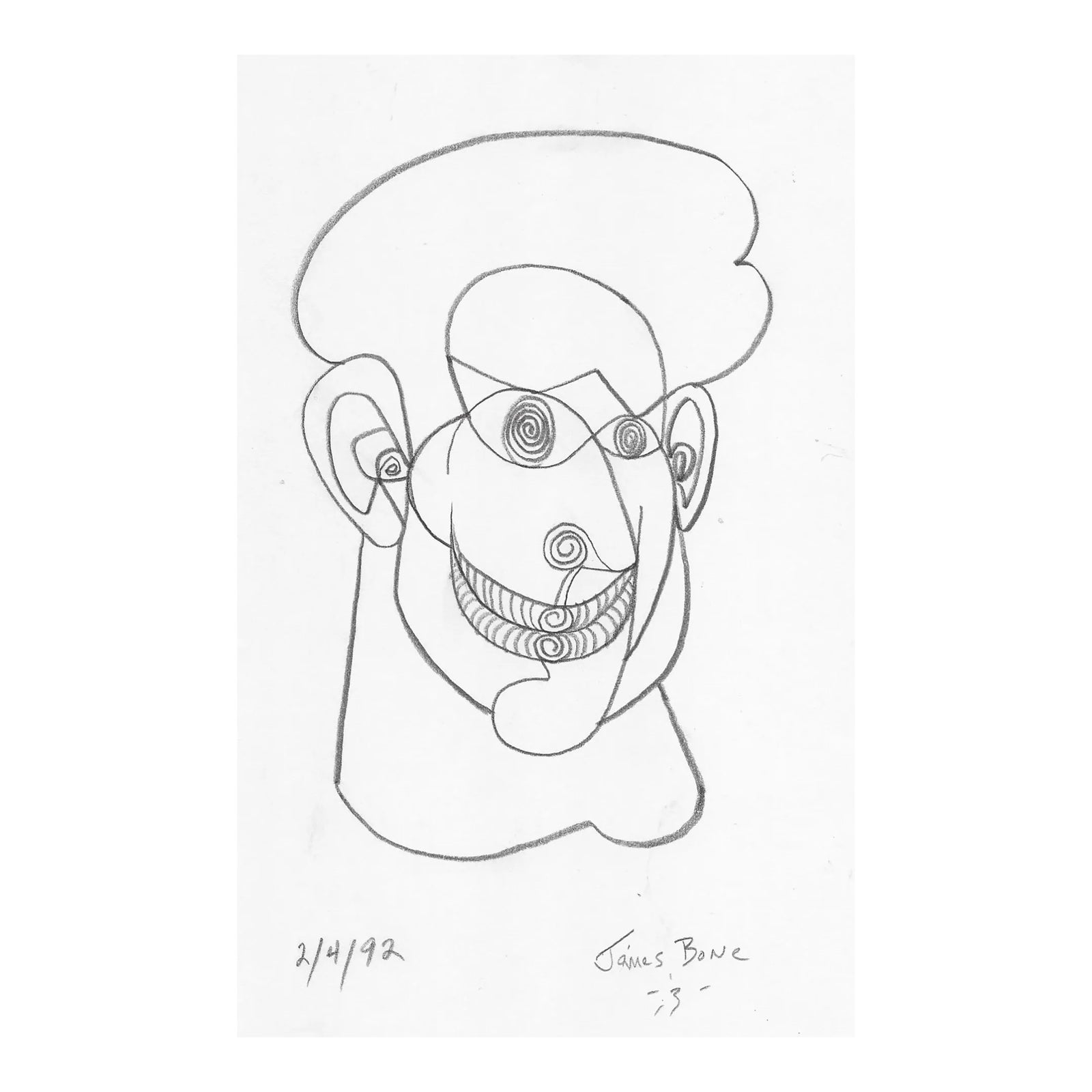 James Bone Modern Portrait Drawing | Chairish