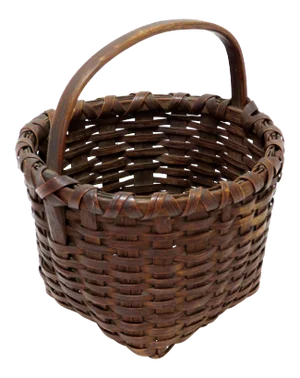 Small Antique American New England Hand Woven Ash Splint Basket With Nice Patina
